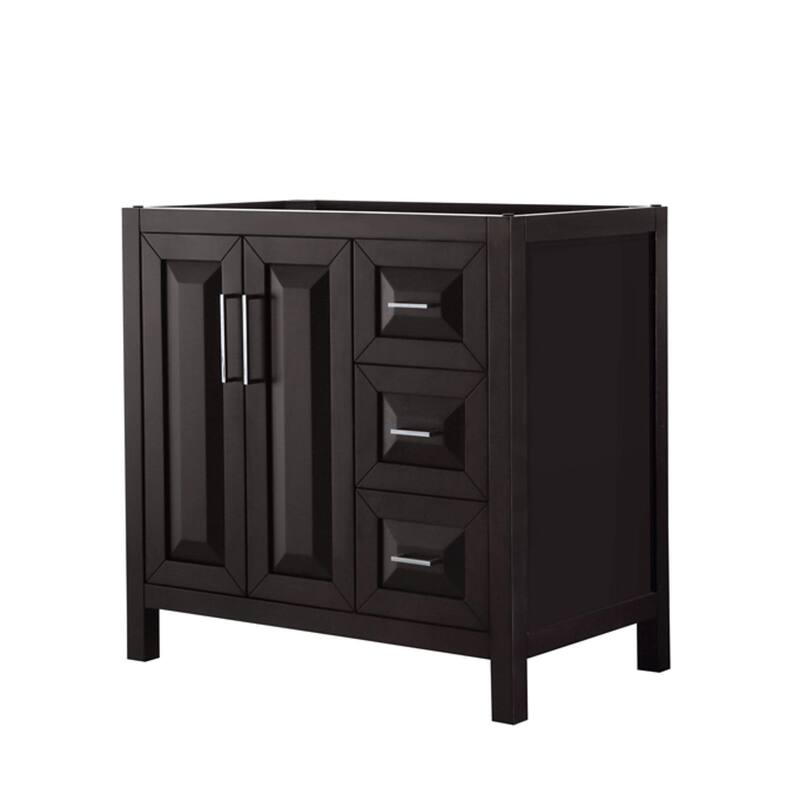 Wyndham Collection Daria 35" Single Free Standing Vanity Cabinet Only - Dark Espresso / Polished Chrome Hardware