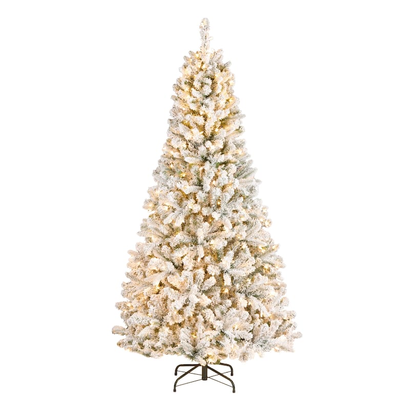National Tree Company 6.5 ft. Snowy Mixed Pine Tree with Clear Lights - 6.5 Foot