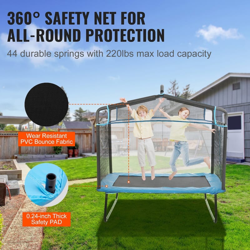 6 Feet Indoor-Outdoor Toddlers Trampoline with Safety Enclosure Net and Metal Frame