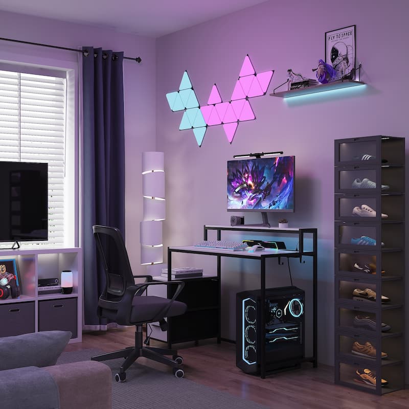 39.4" French Gaming Computer Desk with Power Outlet, 24 Colors & 2 Drawers