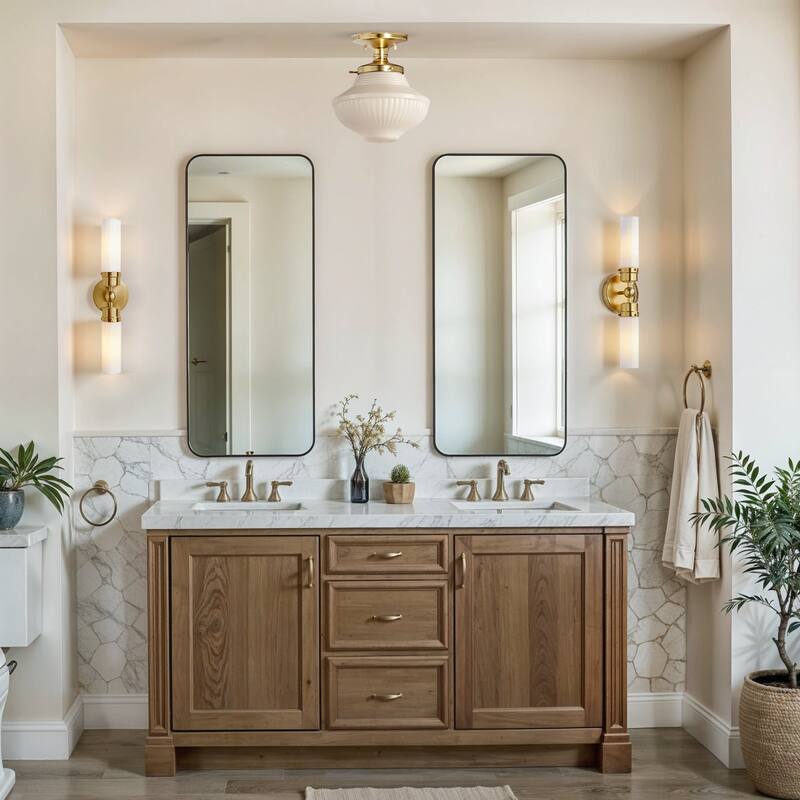 Howard Double Wall Sconce - Metal, Glass & Matte Black, Ivory White 2-Light Sconce for Living Room or Bathroom in Modern Style