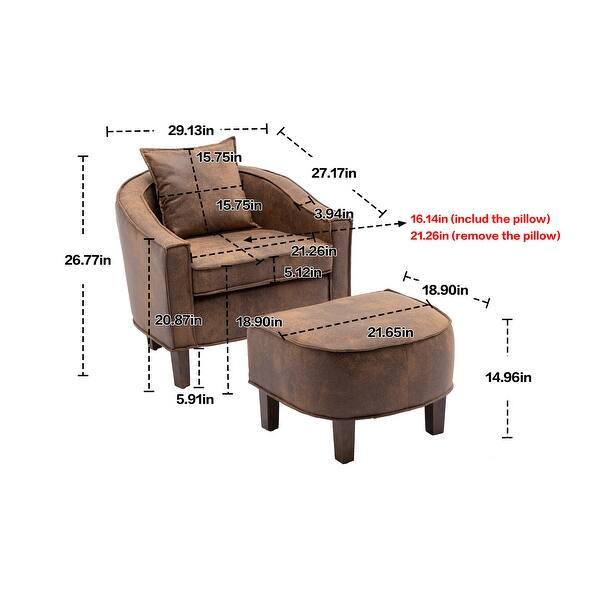 Modern Accent Chair Living Room Accent Chair Barrel Chair with Ottoman