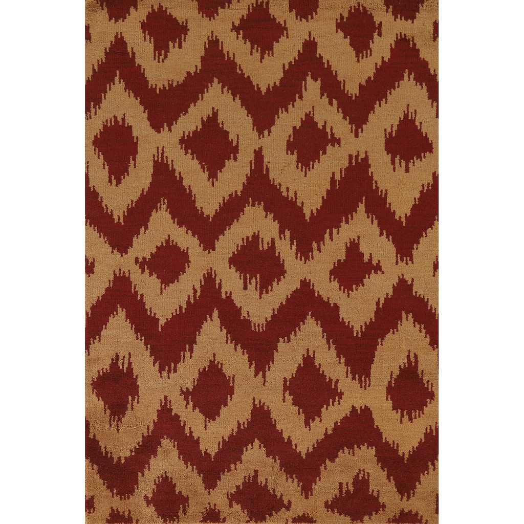 Hand Knotted Oriental 100% Wool Carpet Modern All-Over Yellow & Gold Gabbeh Area Rug - 7' 11'' X 5' 1''