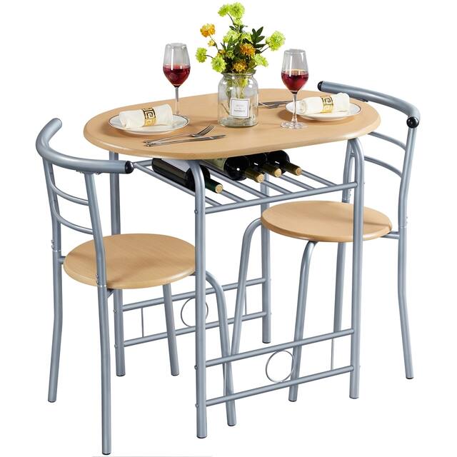 Yaheetech Modern Round Dining Table Set, 3 Piece Dining Room Sets