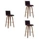 preview thumbnail 37 of 120, Skara Swivel Bar Stool, Upholstered Bar Height Chair with Bentwood Frame Set of 3 - Brown Faux Leather & Walnut