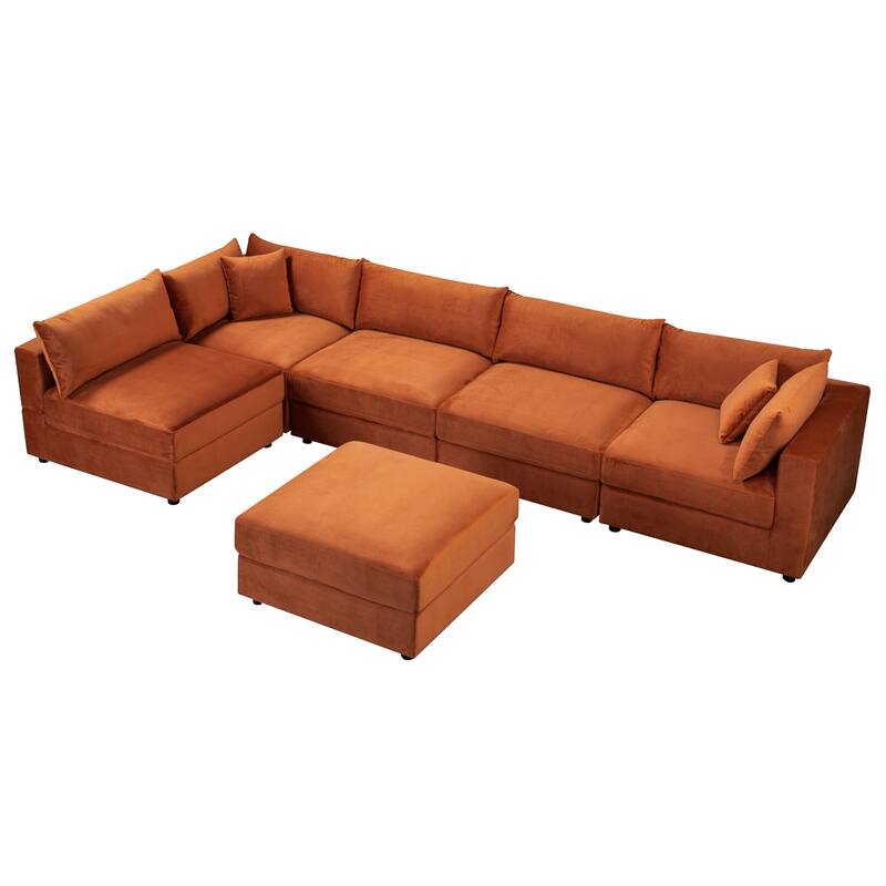 Bennett Mid-Century Modern Velvet Upholstered Modular Sectional Sofa