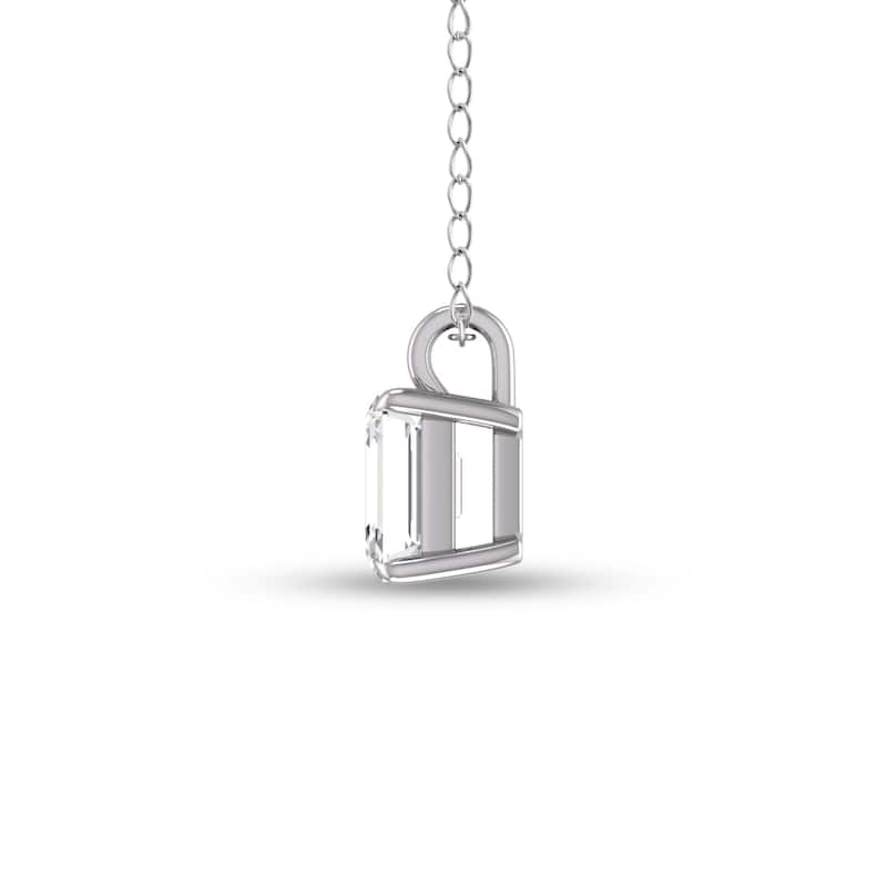 Marquee Lab Grown 3/4 Carat Emerald Solitaire Diamond Pendant in 14K White Gold