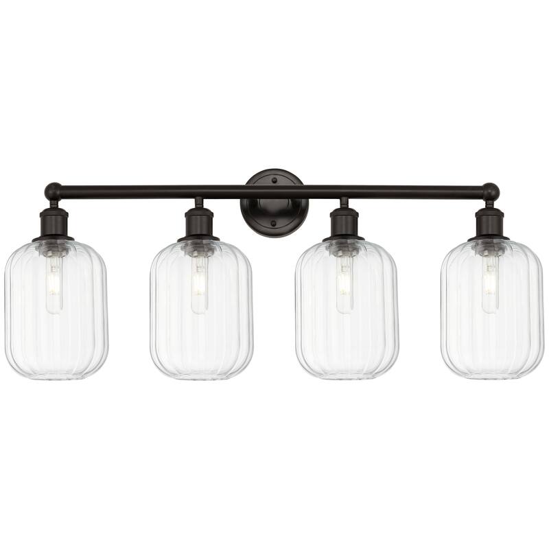Innovations Lighting Endless Possibilities Edison - Preston - 4 Light 34" Jar Shade Bath Vanity Light - Clear/Oil Rubbed Bronze