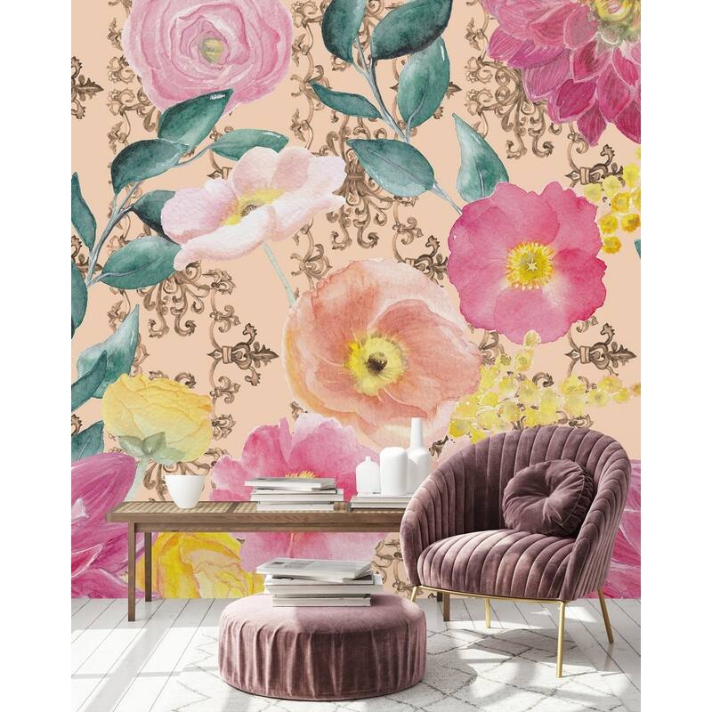 Pink Floral Wallpaper Peel and Stick and Prepasted - Bed Bath & Beyond