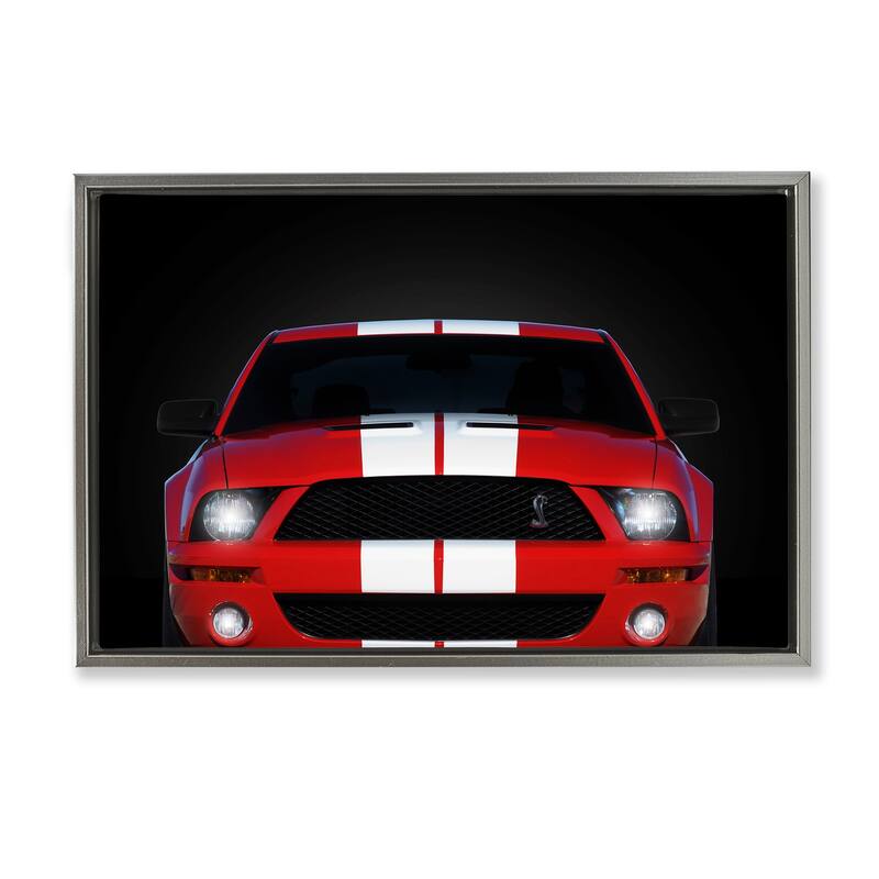 Stupell Iconic Red Sports Car Framed Floater Canvas Wall Art Design By Mark Rogan - 31 x 21 - Grey