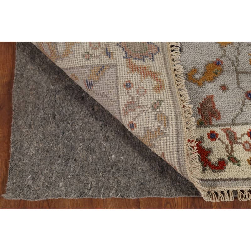 All-Over Floral Gray Oushak Oriental Foyer Rug Handmade Wool Carpet - 2'6"x 5'9"