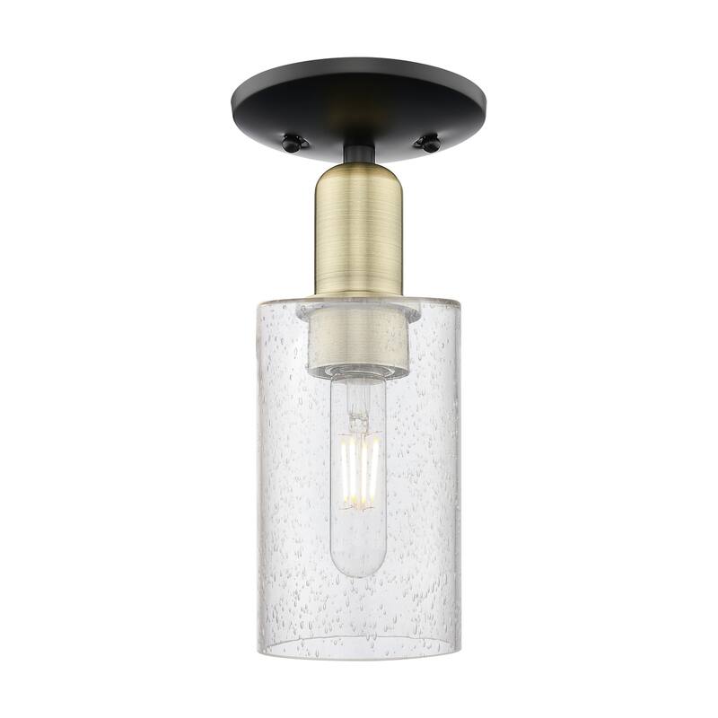 Innovations Lighting 716-1C-11-5 Clymer Semi-Flush Clymer 5" Wide - Black Antique Brass / Seedy