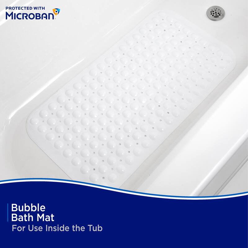 Kenney Microban Protected Bubble Bath Mat, 26.75" L x 14.5" W
