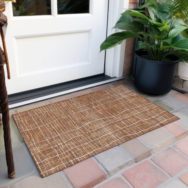 Machine Washable Indoor/ Outdoor Modern Century Chantille Rug