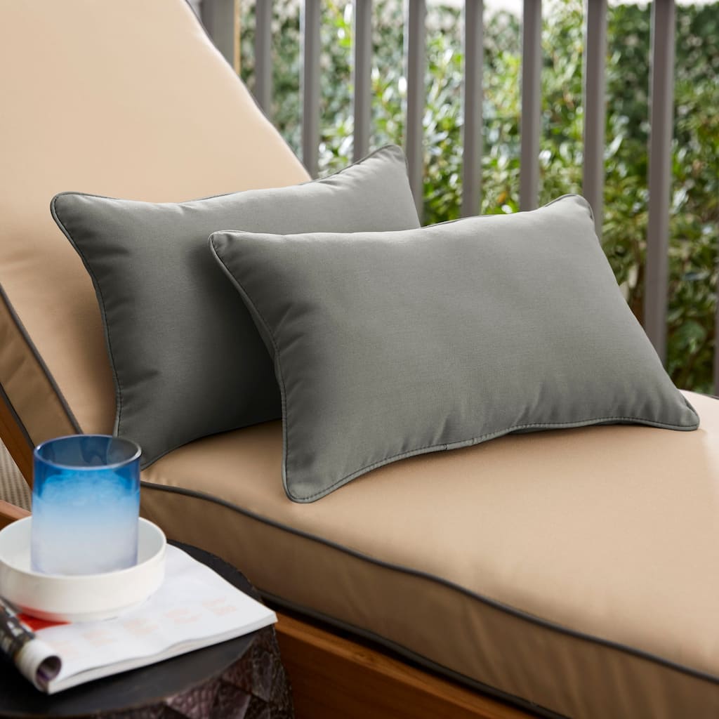 Sunbrella Canvas Charcoal Corded Indoor/ Outdoor Pillows (Set of 2)