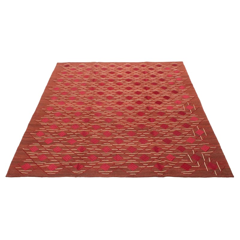 ECARPETGALLERY Flat-Weave Ankara FW Copper Silk, Wool Kilim - 8'1 x 9'9