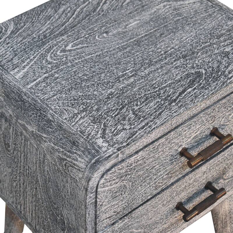HomeRoots 22" Gray Solid Wood Distressed Two Drawer Nightstand