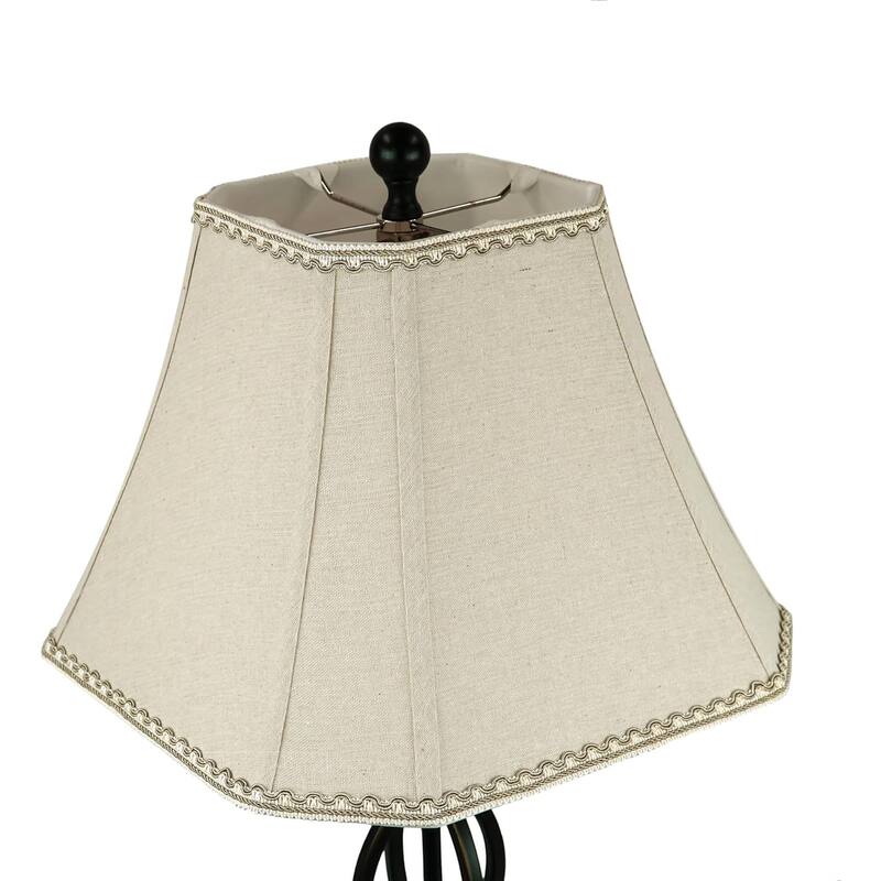 Bell Rectangle Cut Corner Linen Lampshade with Lace Trim 10/6x14/10x10 (Spider)