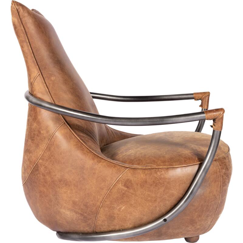 Aurelle Home Pilot Rustic Brown Top-grain Leather Accent Chair