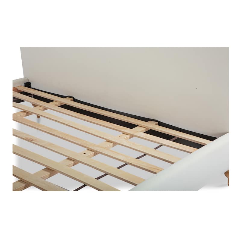 NADAAL STUDIOS Elenara Cream Upholstered King Bed with Waved Headboard and Stacked Legs