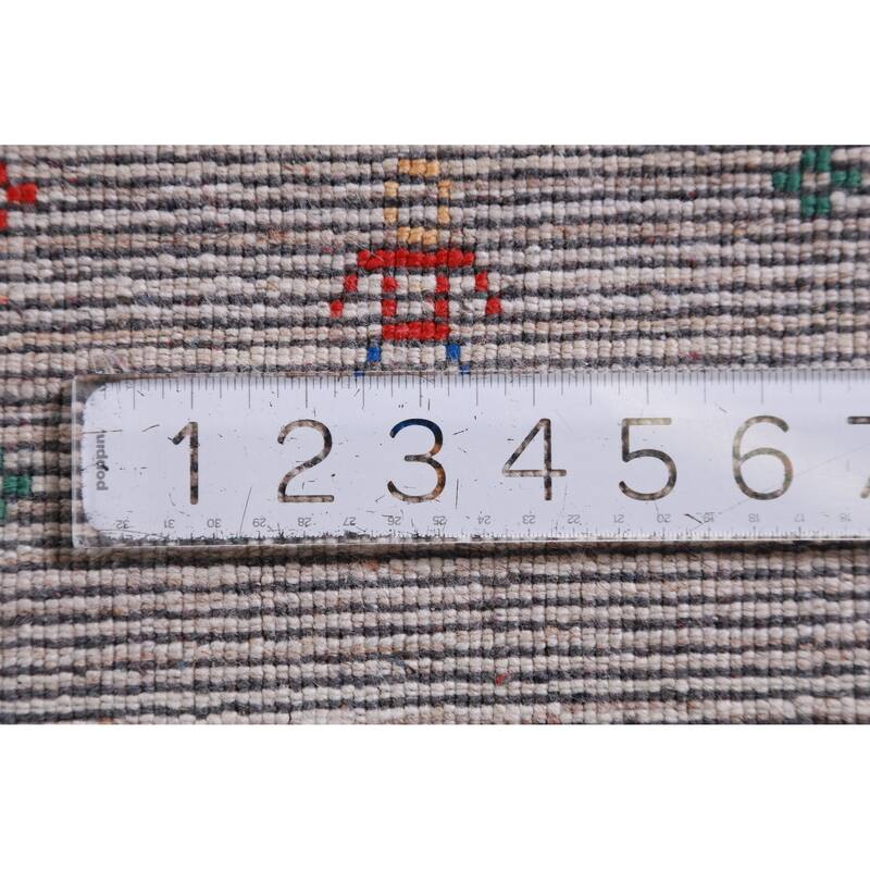 Hand Knotted Oriental 100% Wool Carpet Tribal Stripe Beige & Ivories Gabbeh Area Rug - 12' 6'' X 9' 0''