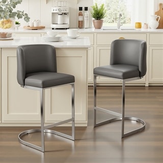 26-Inch Modern Upholstered Bar Stools, Counter Height Bar Stool - 18.11"W x 19.69"D x 37.4"H