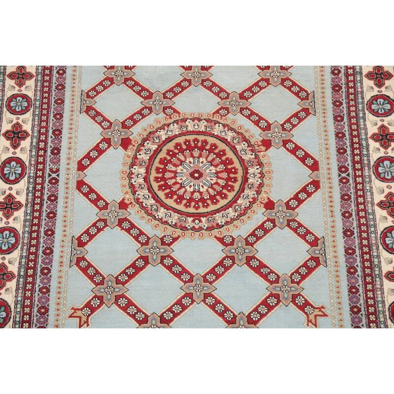 Vegetable Dye Geometric Aubusson Oriental Wool Area Rug Hand-knotted - 4'7" x 7'1"