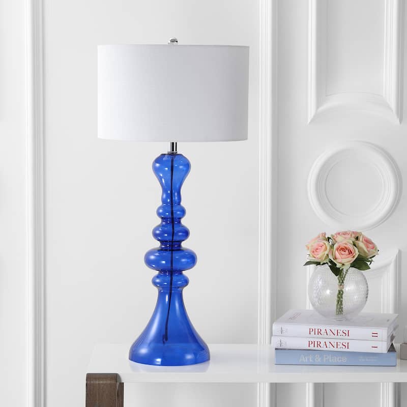 Alba 35" Curved Glass LED Table Lamp, Mercury Glass by JONATHAN Y