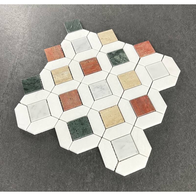 Eclipse Mix Colors Marble Floor and Wall Tile - 1 Case (10 Sheets)