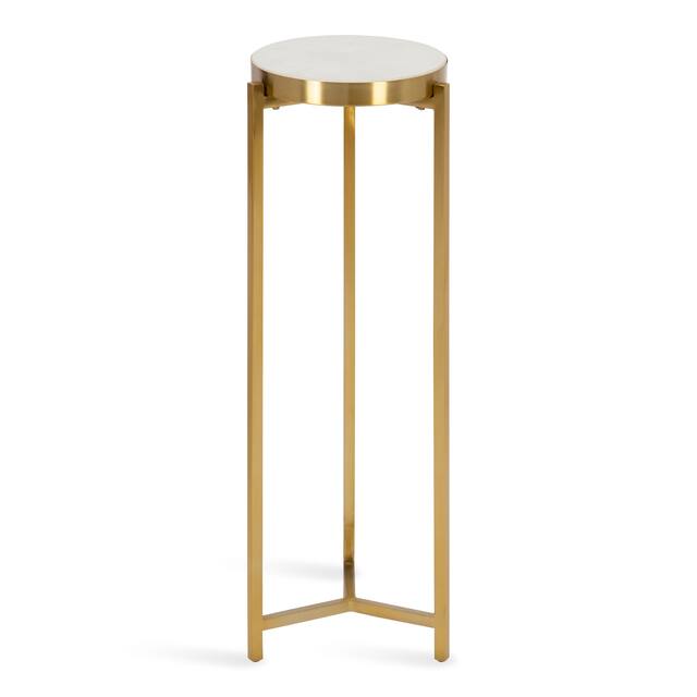 Kate and Laurel Aguilar Glam Drink Table - 8x8x23 - Gold/White