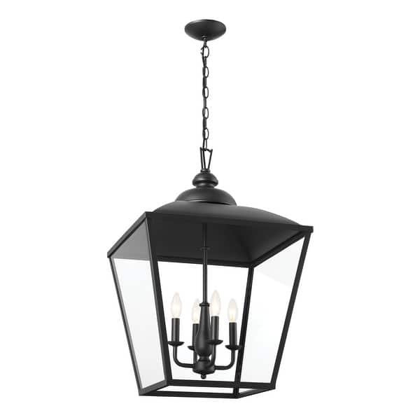 slide 2 of 6, Kichler Lighting Dame 27 inch 4-Light Foyer Pendant Textured Black with Clear Glass