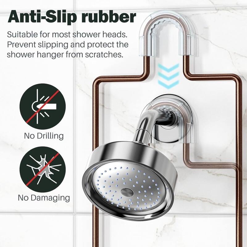 Shower Caddy Hanging, Anti-Swing Over Head Shower Caddy Rustproof with hooks for Towels, Sponge and more