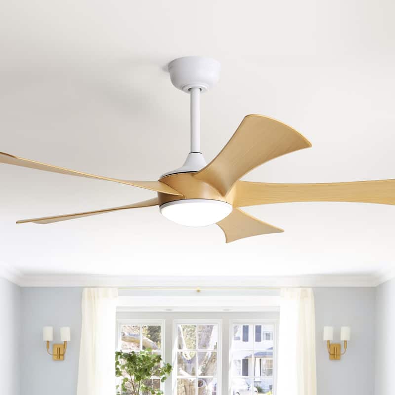 52" Indoor Noiseless Ceiling Fan with Integrated LED Light and Remote - White