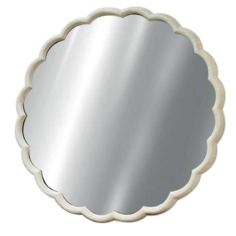 Large Curved Frame Round Wall Mirror - 31.5” - White