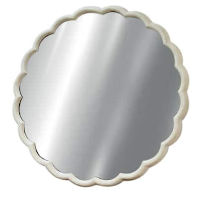 Large Curved Frame Round Wall Mirror - 31.5” - White