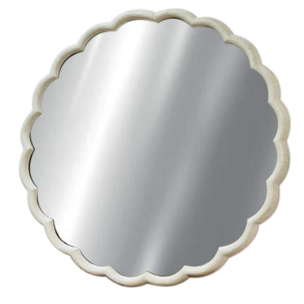 Large Curved Frame Round Wall Mirror - 31.5” - White