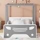 preview thumbnail 3 of 3, Twin Pine Wood Car-Shaped Bed Floor Bed Frame w/Roof Wheels, Door,Grey