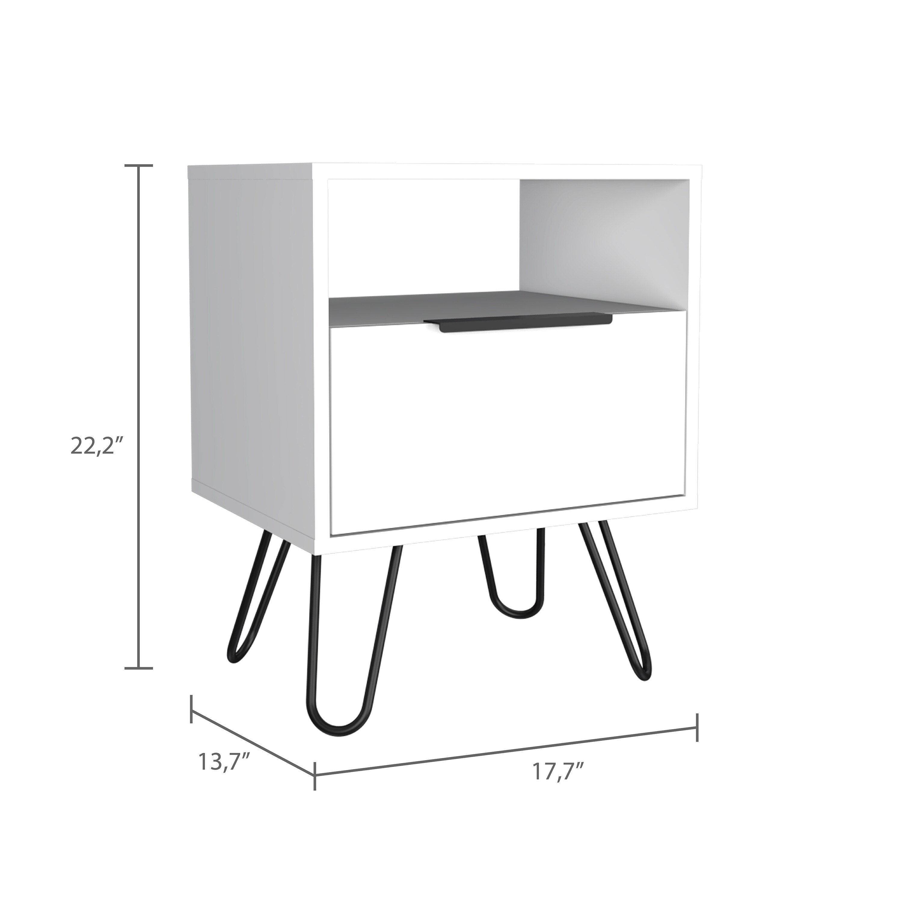 FM Furniture Vienna Nightstand with Shelves and Hairpin Legs-image