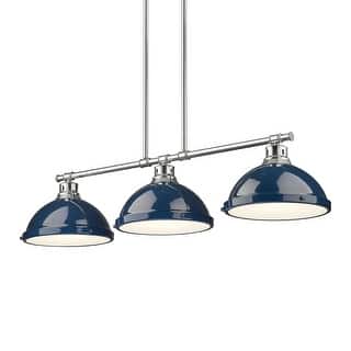 Yep by Golden Lighting Duncan 3-light Island Light in Chrome and Navy Blue shade