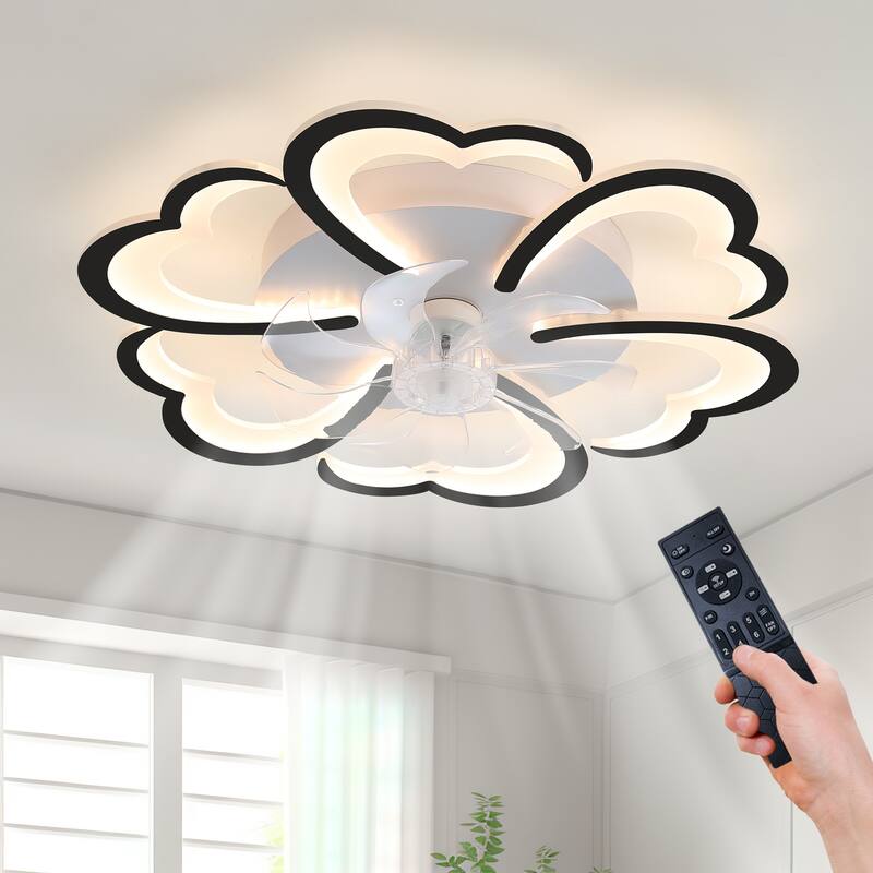 26.7In Black Ceiling Fan with Lights, Remote Control 3 Color Temperatures,6 Gear wind Speed Fan Light