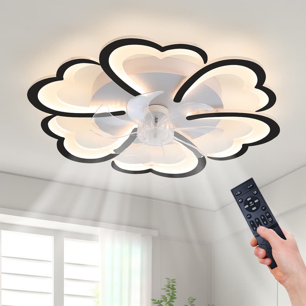 Black Flush Mount Ceiling Fan with Reversible Motor