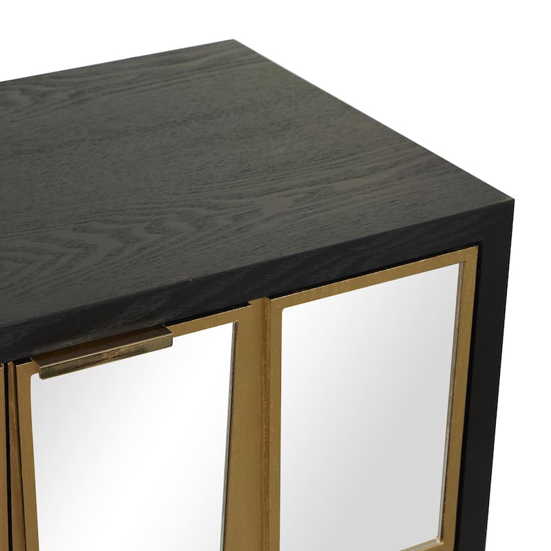 Wooden 3 Drawer Chest with Mirrored Front - Gold or Black - Roche River Decor