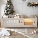 preview thumbnail 2 of 24, Wood Twin Size Platform Bed with Guardrail and Semi-enclosed Fence For Toddler