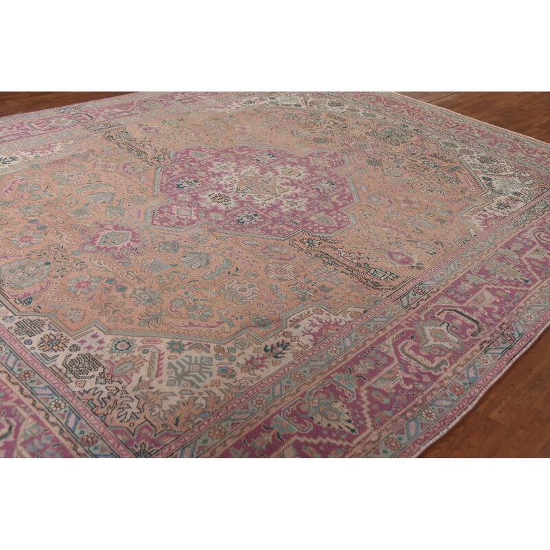 Geometric Tabriz Persian Vintage Area Rug Handmade Wool Carpet - 9'7"x 12'5"
