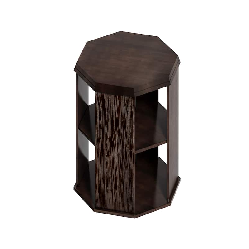 31.5" Octagonal Rubber wood Coffee Tables (Set of 2 Pieces)