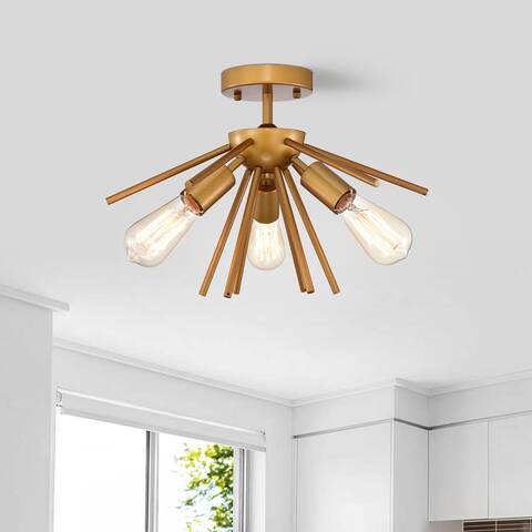 Amalia 3-Light Mid-Century Modern Sputnik Semi-Flush Mount