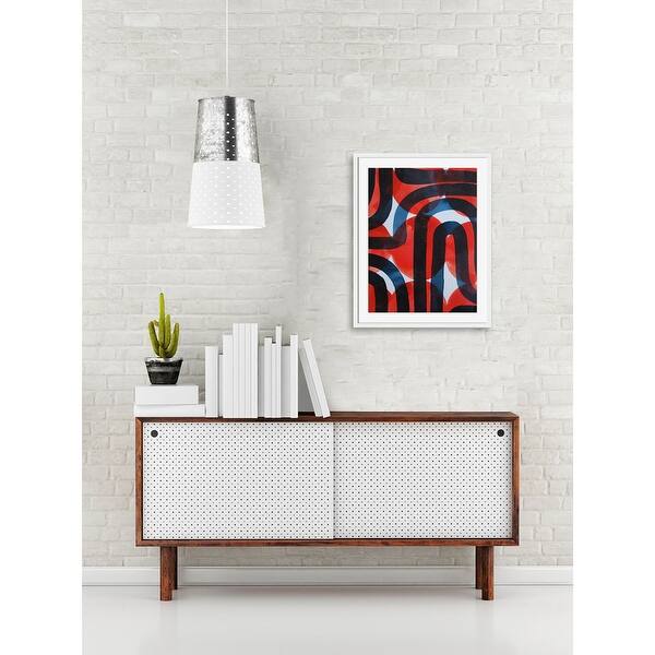 Shop Red And Navy Blue Contemporary Style Rectangular Wall Art