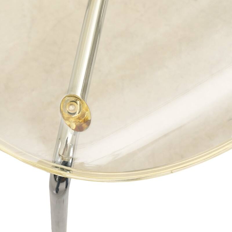 Oyster Modern Stackable Plastic Dining Chair with Curved Backrest and Accent Chrome Legs for Kitchen or Café Use Set of 2