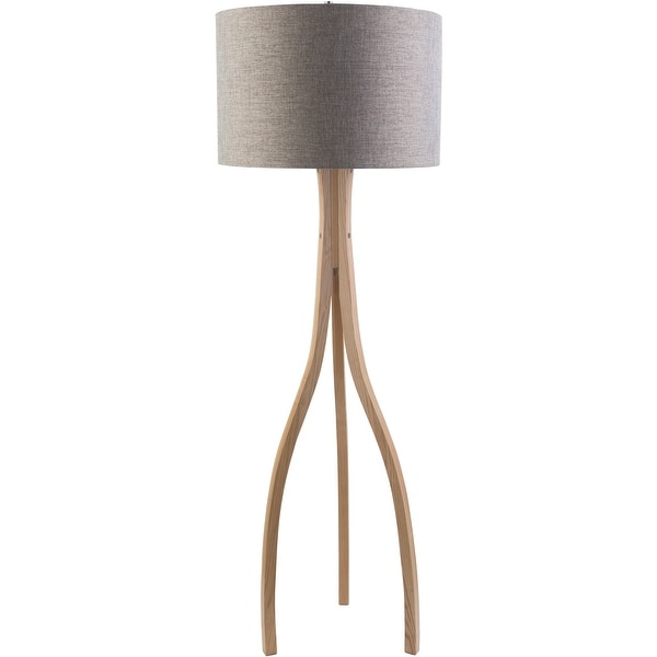Contemporary Alton Floor Lamp with Natural Finish Wood Base. Opens flyout.