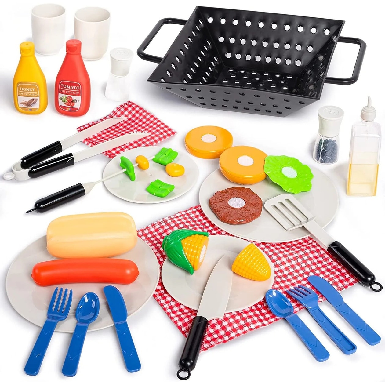 BBQ Play Grill Cooking Toy Set with Light & Sound - Multicolor
